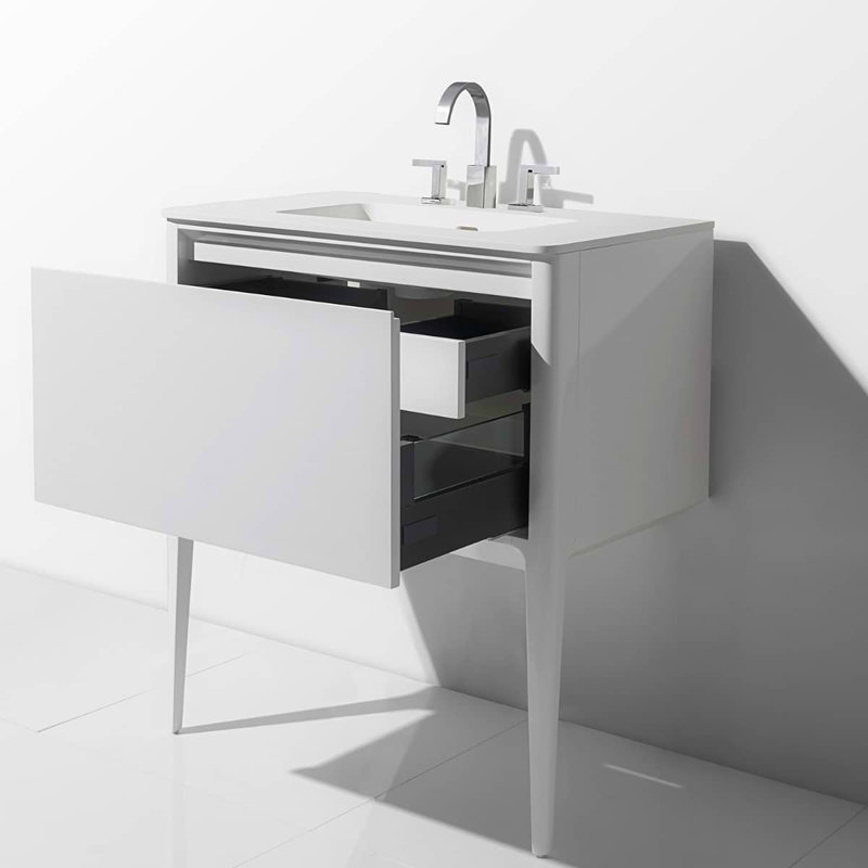 Luxe 30" Gloss Vanity With Counter, White