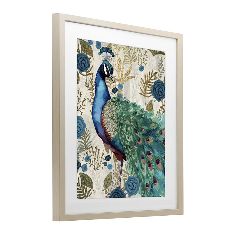 «Rococo Peacock Pride», reproduction d'art sous verre, conception de Kim Allen, H 21 po x l 17 po