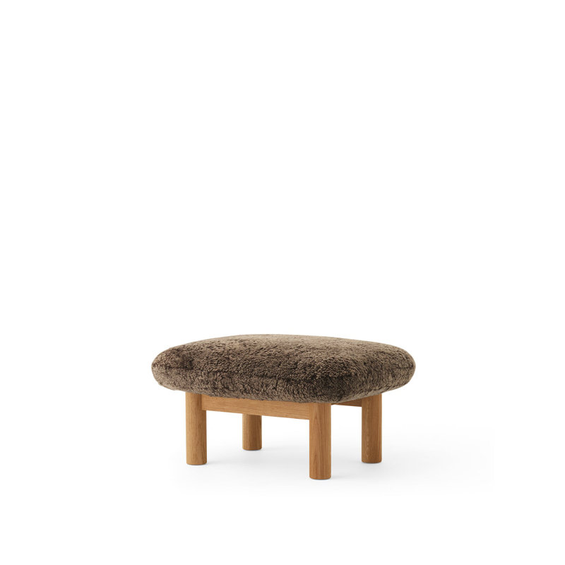 Brasilia Ottoman, Sheepskin Sahara, Walnut