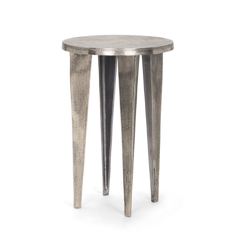 Table de bout ronde en aluminium patiné 21 po Gracie Mills, 20.5" H x 13.5" W x 13.5" D