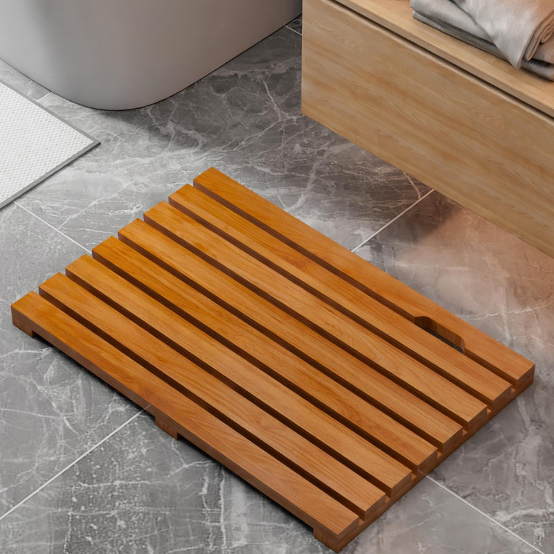 Tapis de douche en teck Saneha
