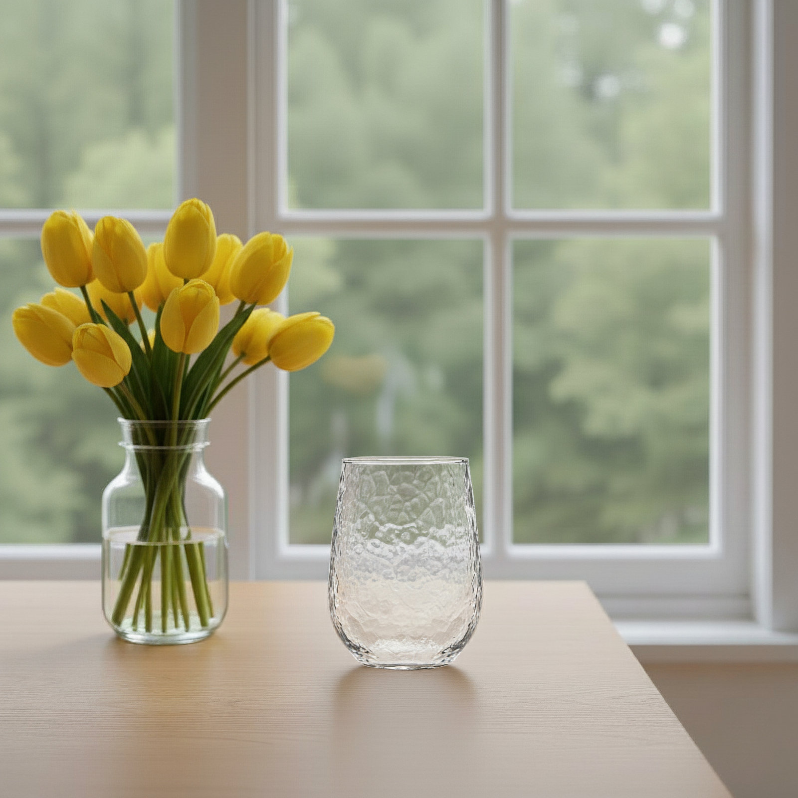 Hammered Stemless Wine Glass