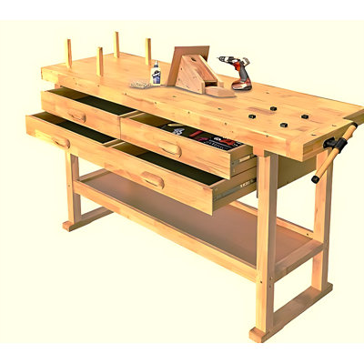 Établi avec plan de travail en bois 64,5 po