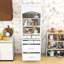 Garde-manger haut avec plateau en faux marbre, tablettes réglables et tiroirs spacieux-1967958881-1963110015
