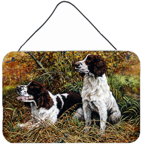 Deux épagneuls Springer dans les herbes par Michael Herring, reproduction d'art sur bois