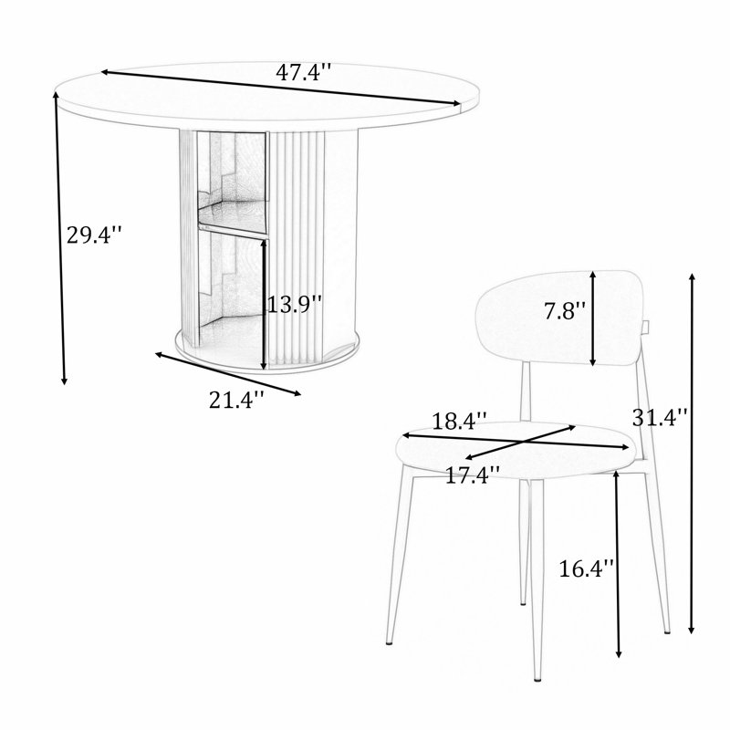 Dining Table Set with Chairs, Walnut, Walnut, Walnut