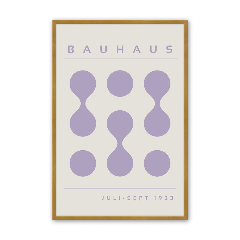 Mauve Bauhaus Flow I, impression, H 17,25 po x l 13,25 po x P 1,25 po, Reproduction encadrée sans passe-partout, Or poli