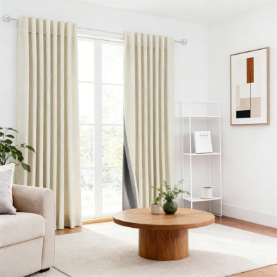 Cream Linen Blackout Curtains 72 Inch Long 2 Panels Energy Saving Room Darkening Rod Pocket Back Tabs For Bedroom Living Room