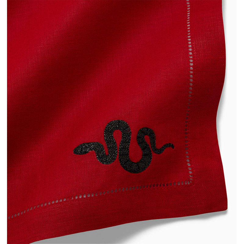 Lny2025-Snake Dinner Napkin 20" x 20", Red/Black