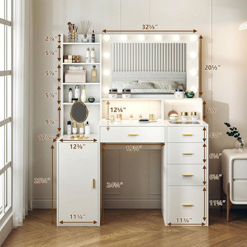 Makeup Vanity Desk With Power Outlet