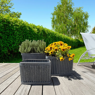 Ensemble de 3 pots à fleurs rectangulaires avec clous Randolph, 3 pièces, 23,5 po
