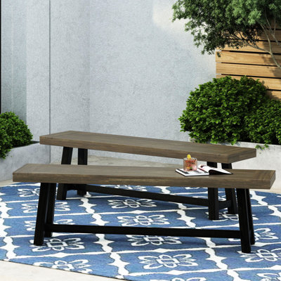 Banc rustique en bois pour terrasse, bicolore, 45,7 cm de hauteur, aspect exotique, avec deux panneaux à lattes, 36,8 cm de profondeur, idéal pour se détendre sur la terrasse.