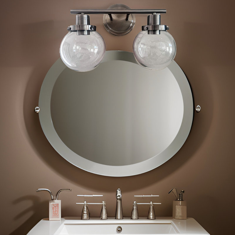 Black And Silver Wall Sconce, 2- With Clear Glass Shade, Modern For Bathroom Quality Bathroom, Living Room