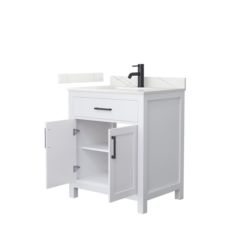 30 in. Single Vanity, White, Matte Black, Giotto Quartz