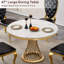 Table de salle à manger ronde en marbre, table de cuisine moderne avec plateau en faux marbre ultrabrillant et base en acier inoxydable pour la salle à manger, cuisine (seulement une table)-698421359