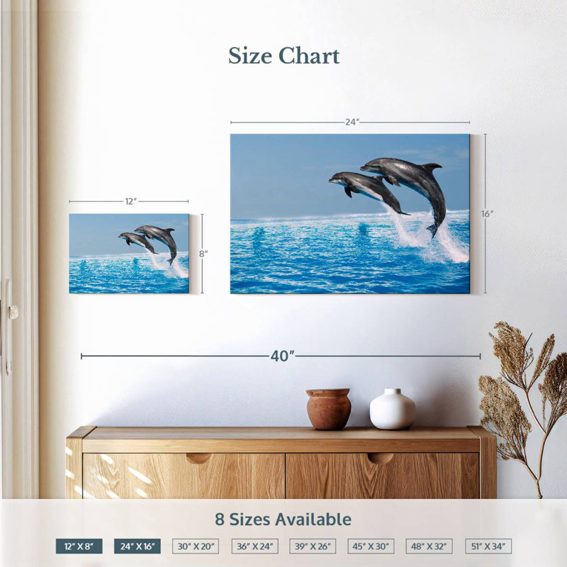 Brampt Two Leaping Dolphins, 16" H x 24" W