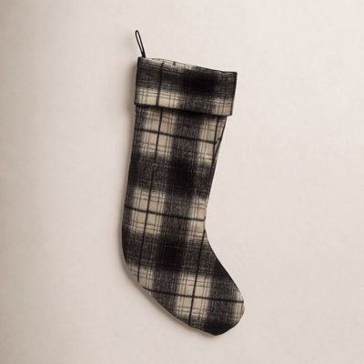 Black and White Plaid Fabric Stocking