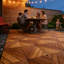 Carreaux de terrasse imbriqués en bois d'acacia massif, plancher extérieur à motif diagonal de 12 po x 12 po pour patio, balcon et bord de piscine (paquet de 10) - Résistant aux intempéries, imperméable et antidérapant - Installation facile à verrou, aucun outil nécessaire