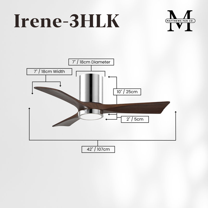 Irene LED Ceiling Fan, Polished Chrome, Walnut, 42"