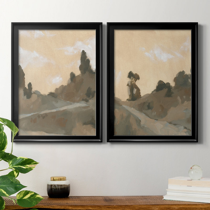 Hillside Walking Path V, reproduction encadrée de qualité supérieure - prête à être accrochée, Cadre noir