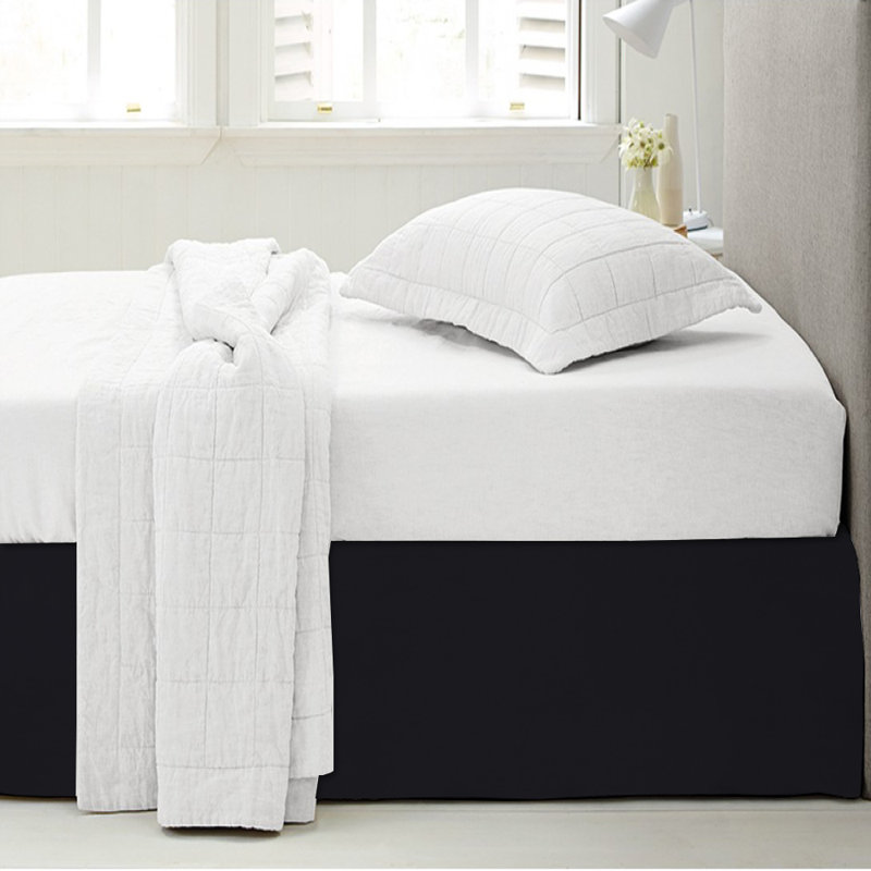 Pleated Bed Skirt, Full, Black