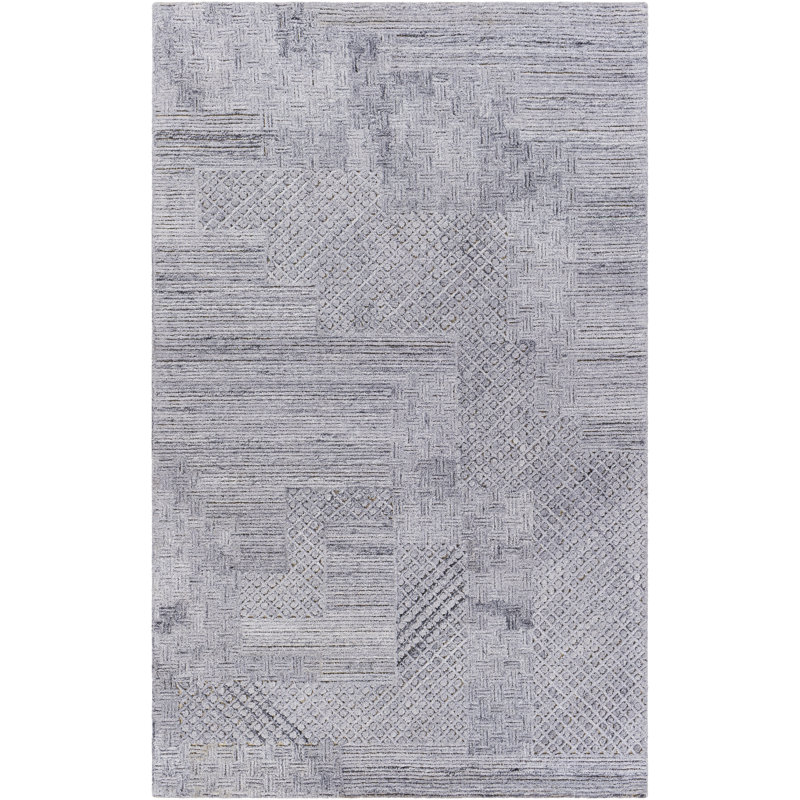 Tapis gris à motif abstrait Rosario, Rectangle 2 pi x 3 pi
