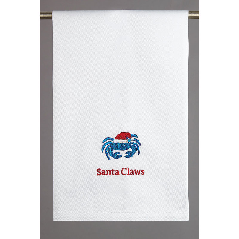 Santa Claws Cotton Embroidered Tea Towel