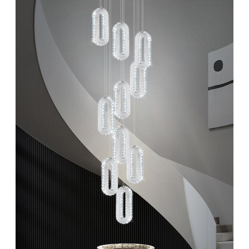 Lustre moderne à DEL, 10 lumières, Argent