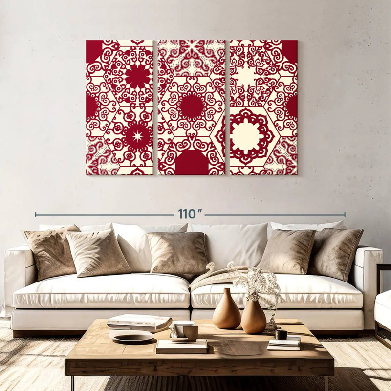 Kerner Red Hexagon Patterns, 48" H x 74" W