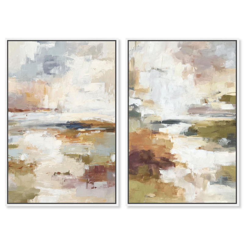 Décoration murale bohème Edge of the Land Serenity Duo par Art Remedy, cadre blanc, 36 x 54, H 55 po x l 37 po, Cadre blanc
