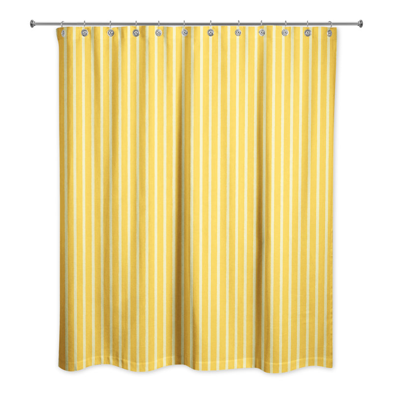 Rideau de douche simple à rayures Mathes, Jaune