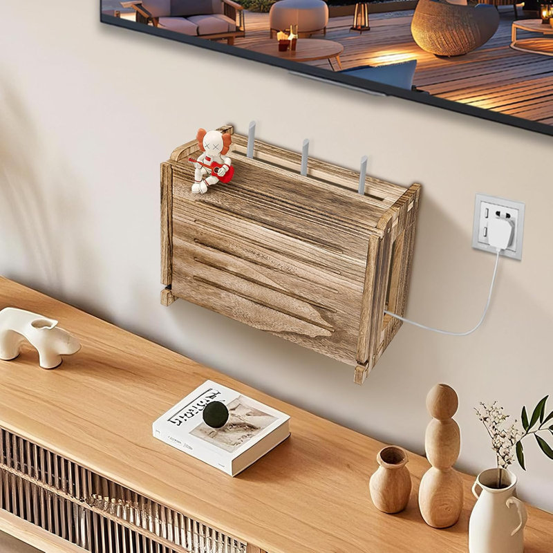 Tablette en bois avec support mural, Brown