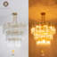 16-light 32"w Polished Brass Modern Tired Chandelier With Glass Shade For Dining Room Or Living Room