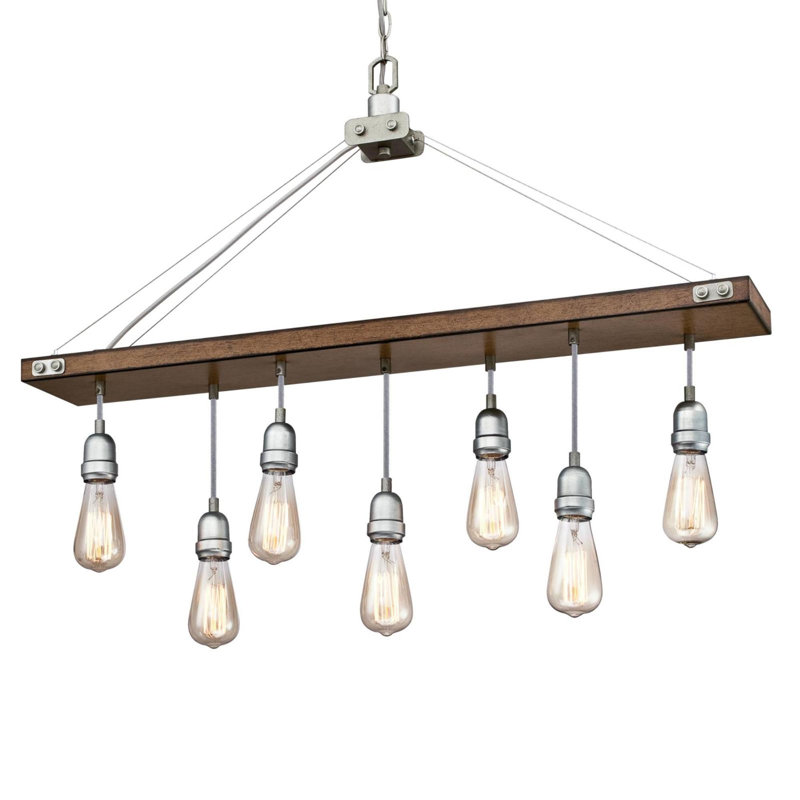 Elway 7 - Light Dimmable Kitchen Island Modern Linear Chandelier, Galvanized Steel