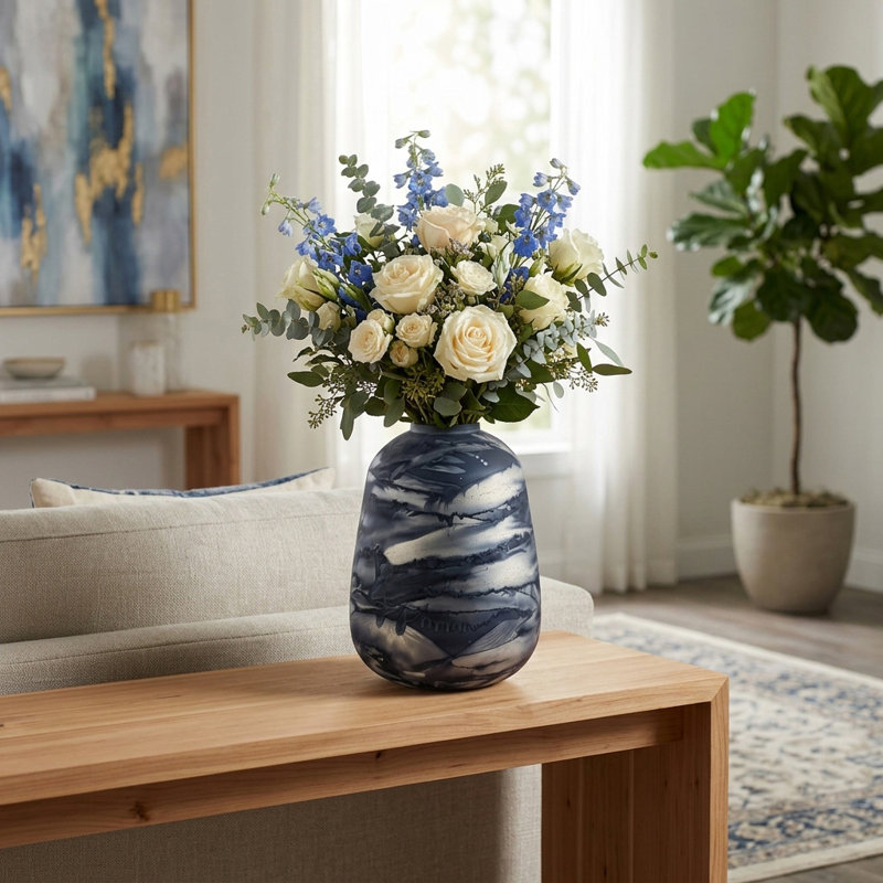 Annecy Handmade Glass Table Vase, Overall height - 12''