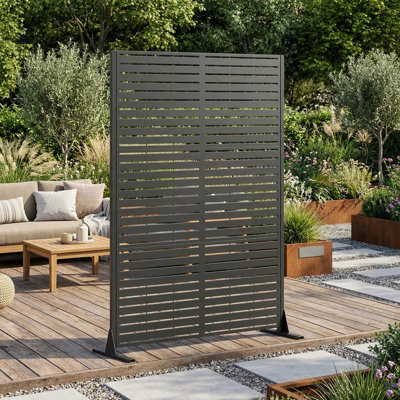 Écran d'intimité en métal pour l'extérieur autoportant, panneaux de clôture décoratifs en métal H 72 po x l 46 po avec base stable, écrans de séparation portables pour patio, terrasse, balcon, cour, jardin