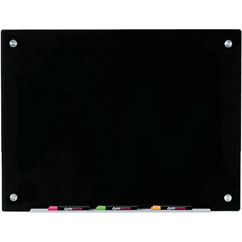 Wall Mounted Magnetic Black Glass Board, 17.72" x 23.63"