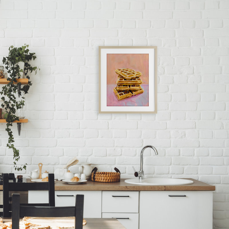 «Stack of Fluffy Waffles», impression sous verre encadrée, design par The Prints Vibe, 16 x 13