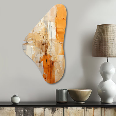 Coleeta Glam Orange Beige Collage IV - Unique Shape Fashion Metal Wall Art, Asymmetrical Metal Wall Sculpture Print