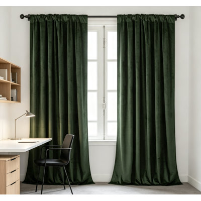 Velvet Curtains, Thermal Insulated Blackout Room Darkening Drapes with Back Tab Rod Pocket for Living Room, Set of 2