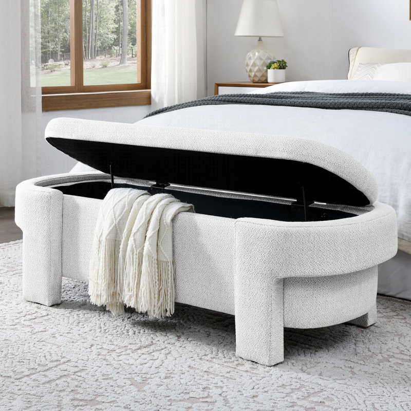 Chenille Upholstered Bench With Large Storage Space For The Living Room, Entryway And Bedroom, Grey, (51.5''X20.5''X17'')