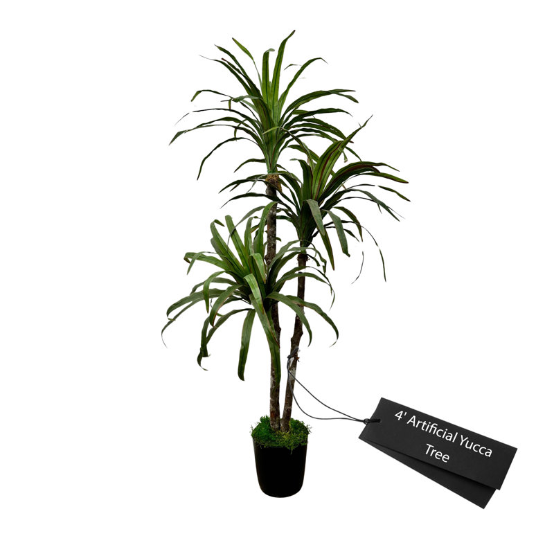 Handmade Artificial Yucca Tree with Real Wood, 48'' H x 18'' W x 18'' D