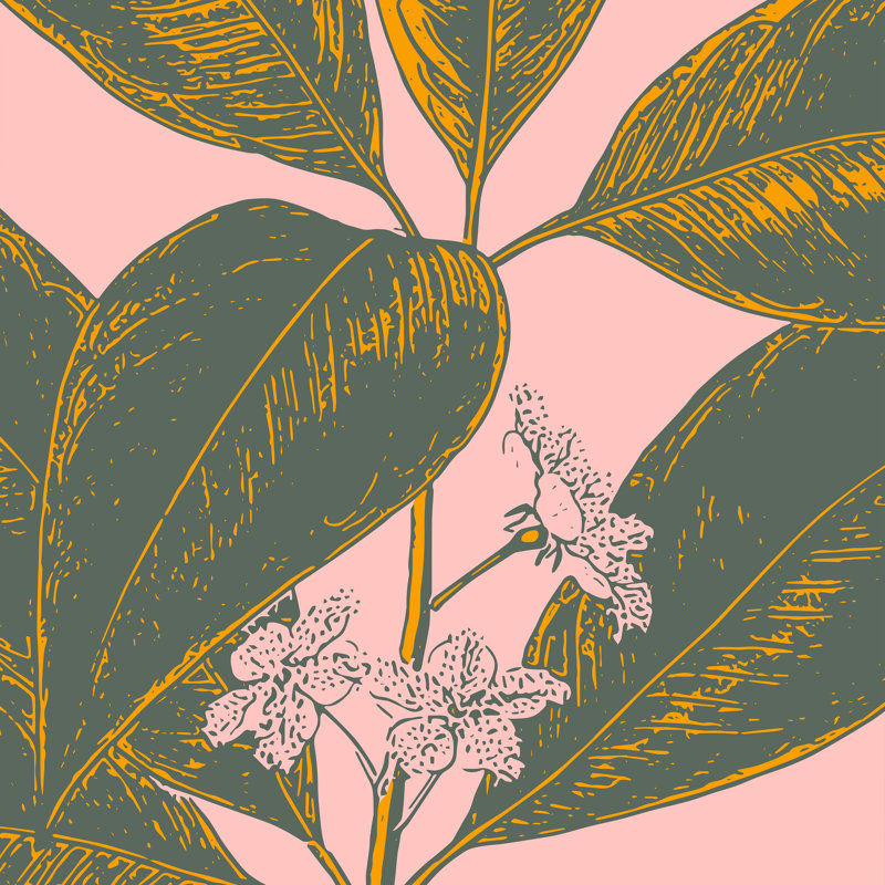 Feuille de bananier botanique moderne, H 30 po x l 30 po