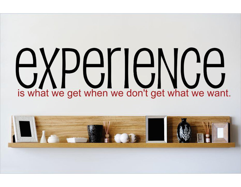 Adhésif décoratif "experience is what is out", H 10 po x l 40 po x P 0,16 po, Noir / Rouge