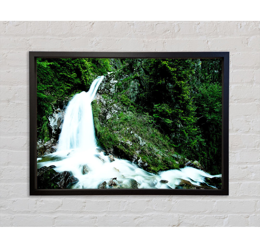 Mountain Waterfall Gush - Einzelbildrahmen Kunstdrucke auf Leinwand