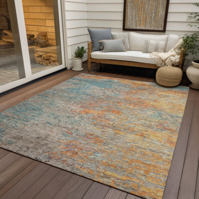 Tapis intérieur / extérieur bleu sarcelle lavable Safina 
