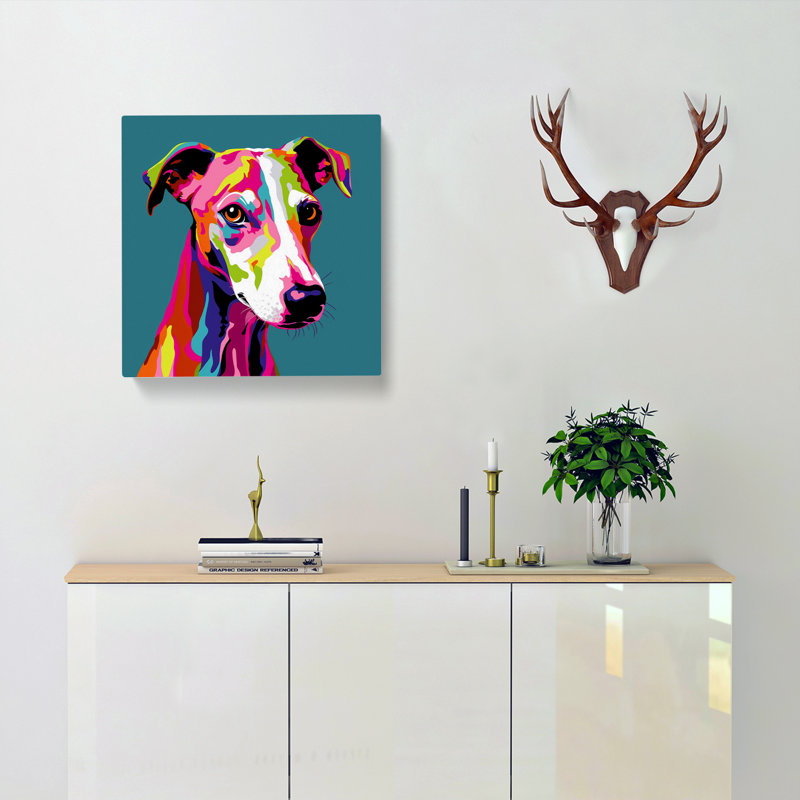 Whippet Pop Art - Wrapped Canvas, 35cm H x 35cm W x 3cm D