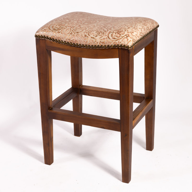 Genson Bar Stool, Counter Stool (26" Seat Height), Saddle Cowboy Ivory