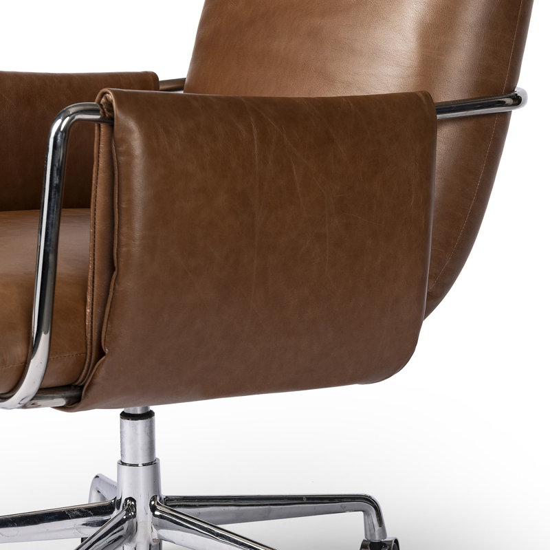 Sherman Leather Swivel Office Chair, Chestnut