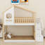 Lit superposé de style maison avec escalier de rangement et barrière de sécurité